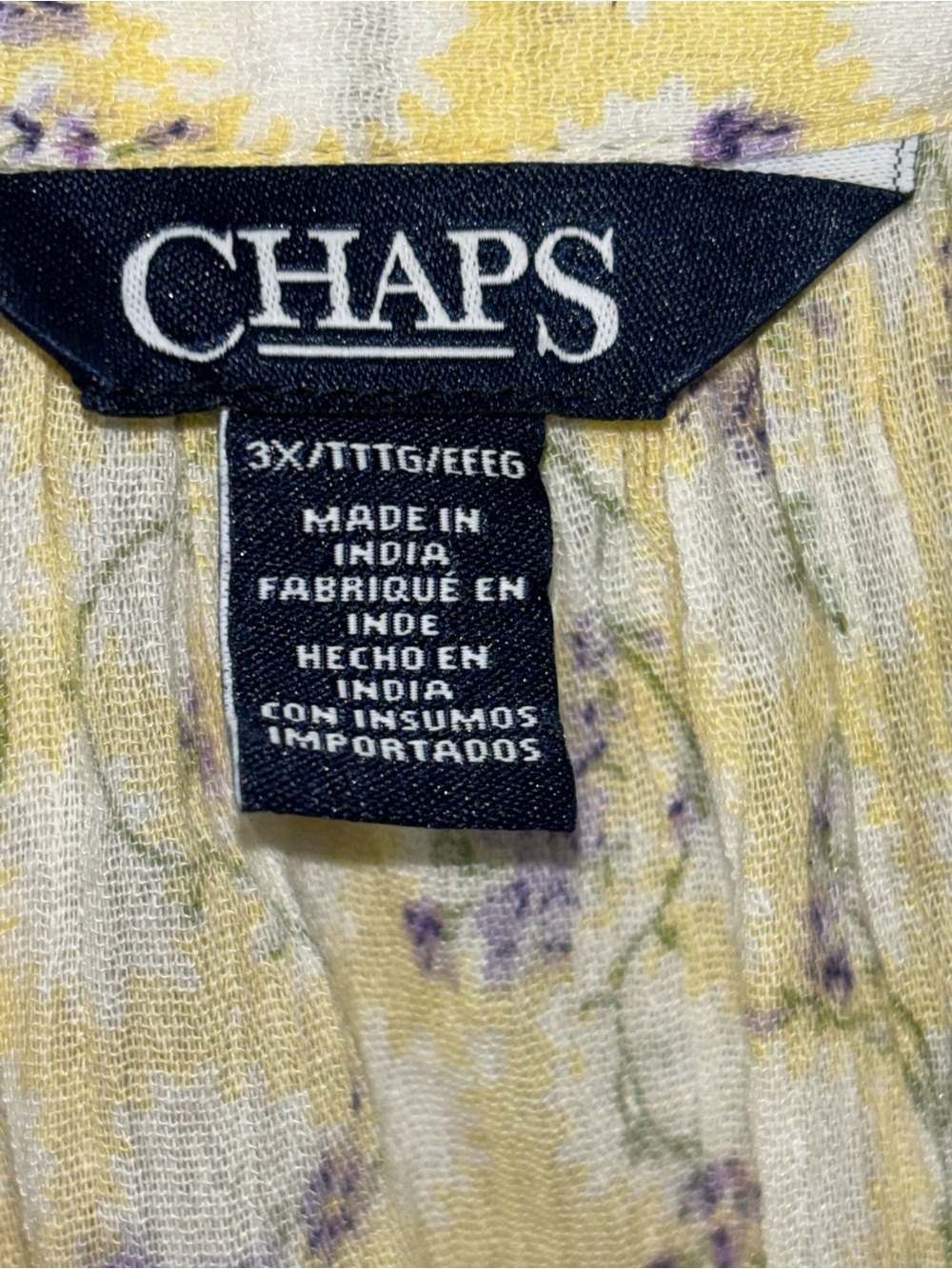 Chaps Yellow Floral Ruffle-Trim Peasant Blouse - Picture 3 of 14